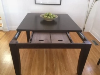 Dark solid Wood Dining Table with Extension, amd 6 chairs - photo 3