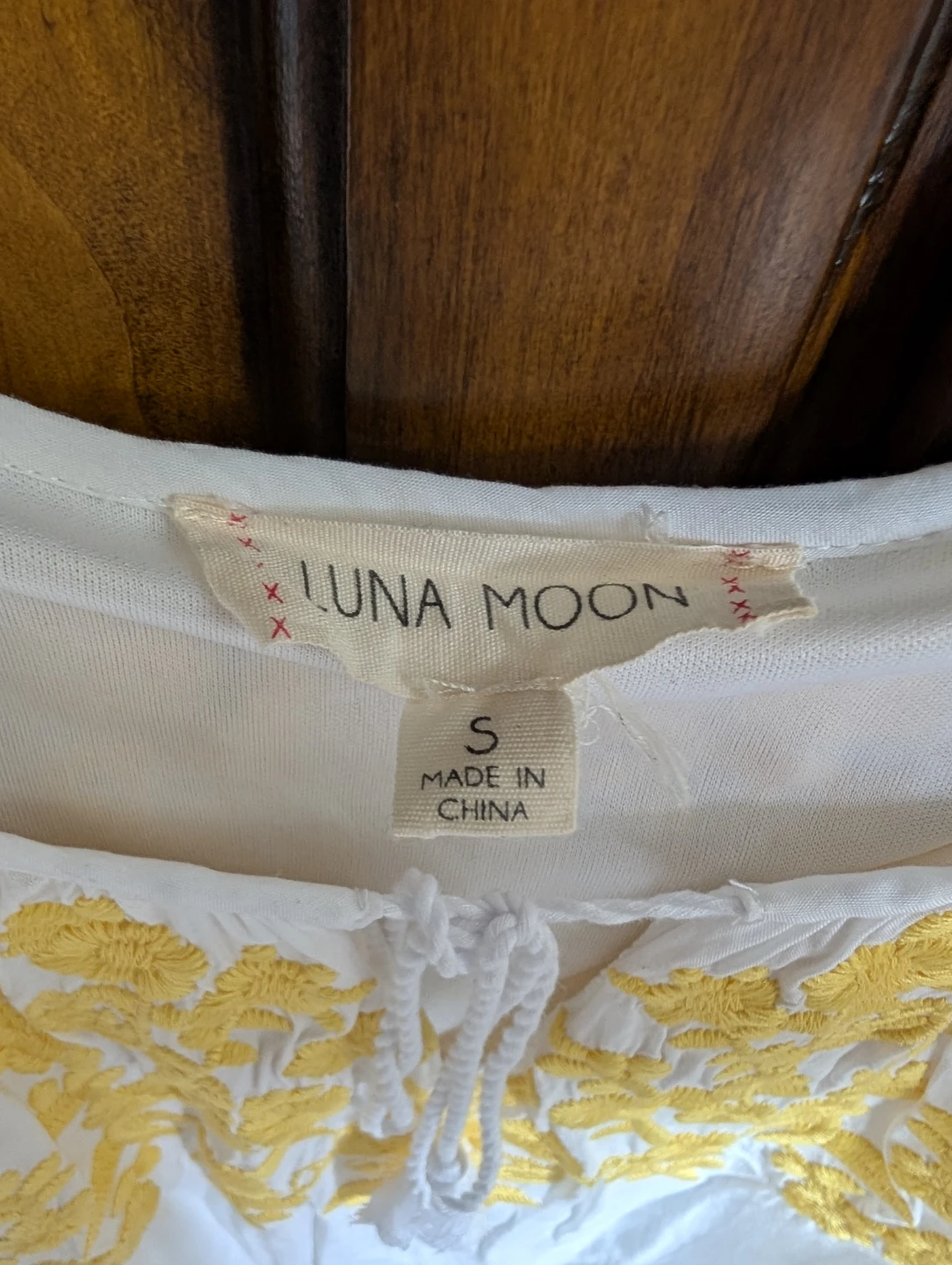Luna Moon White Top with Yellow Embroidery - Size S - photo 2