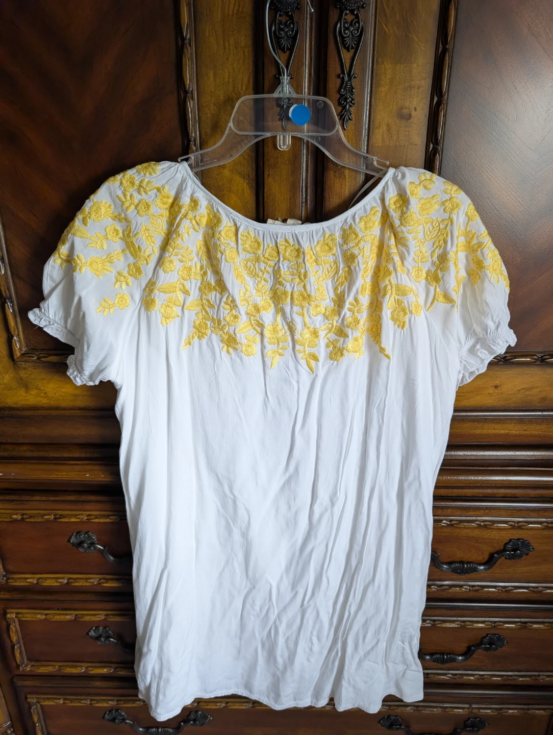 Luna Moon White Top with Yellow Embroidery - Size S - photo 3