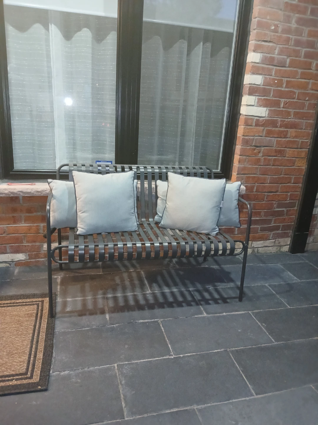 Metal Slat Outdoor Bench - photo 2