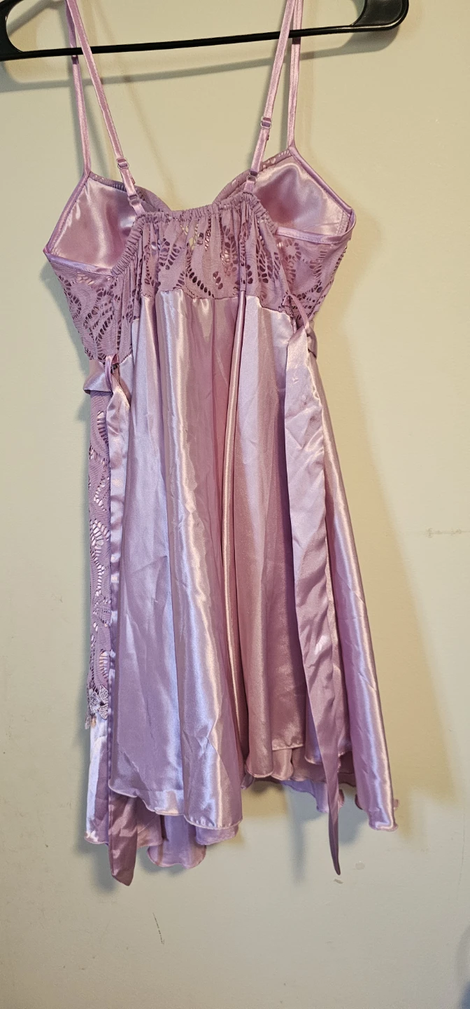 Lilac Lace and Satin Babydoll Dress - photo 3
