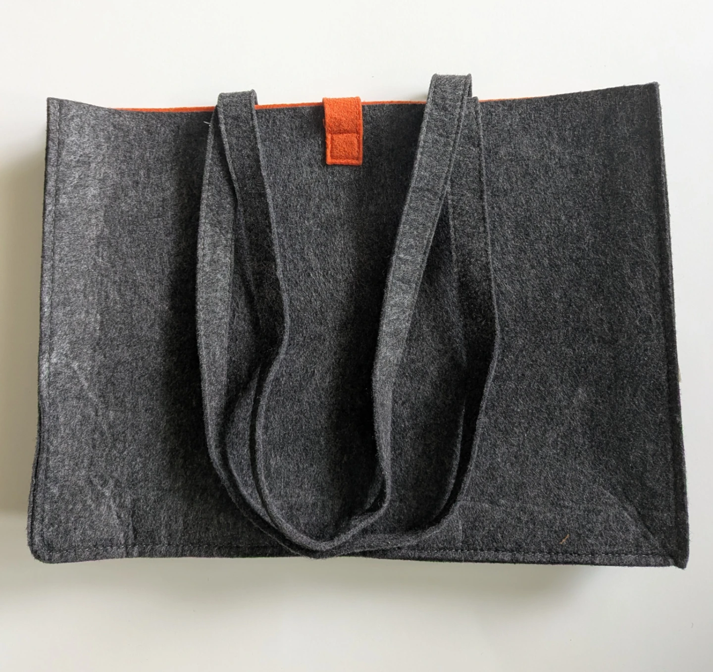 Gray and Orange Felt Tote Bag for Computer - photo 3