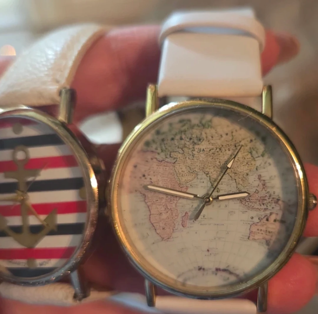 2 Fashion Watches - Anchor & World Map Designs - photo 5