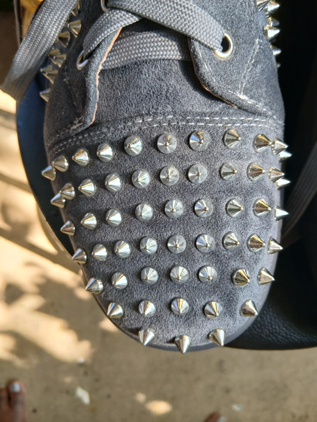 Christian Louboutin Grey Suede Spiked High-Top Sneakers - photo 5