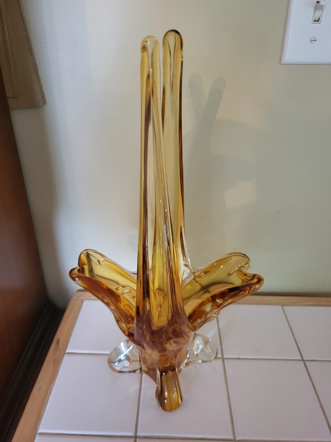 Vintage Chalet Amber Art Glass Centerpiece - photo 2