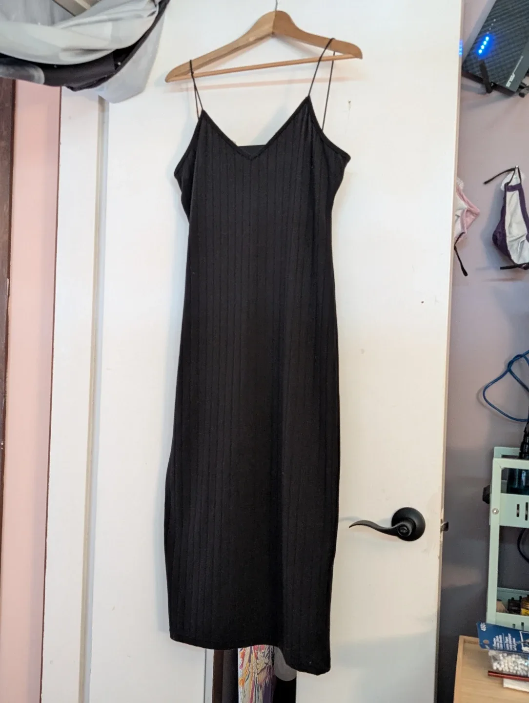 Shein Black ribbed slip dress