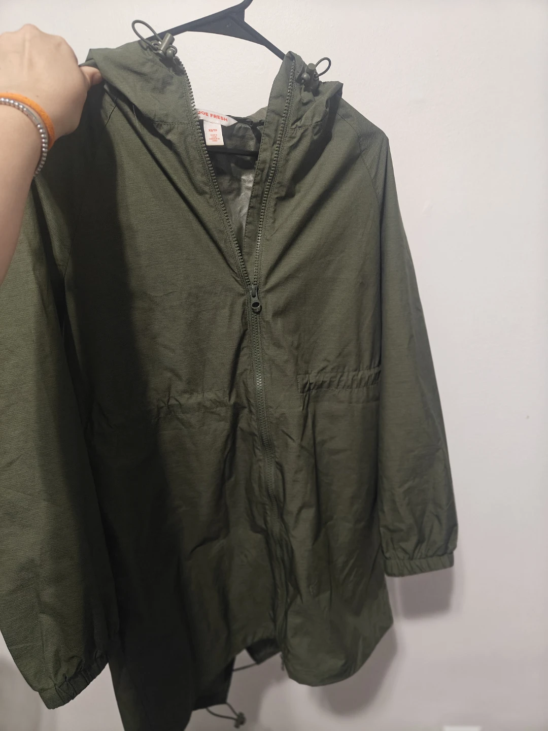 Green Hooded rain Jacket