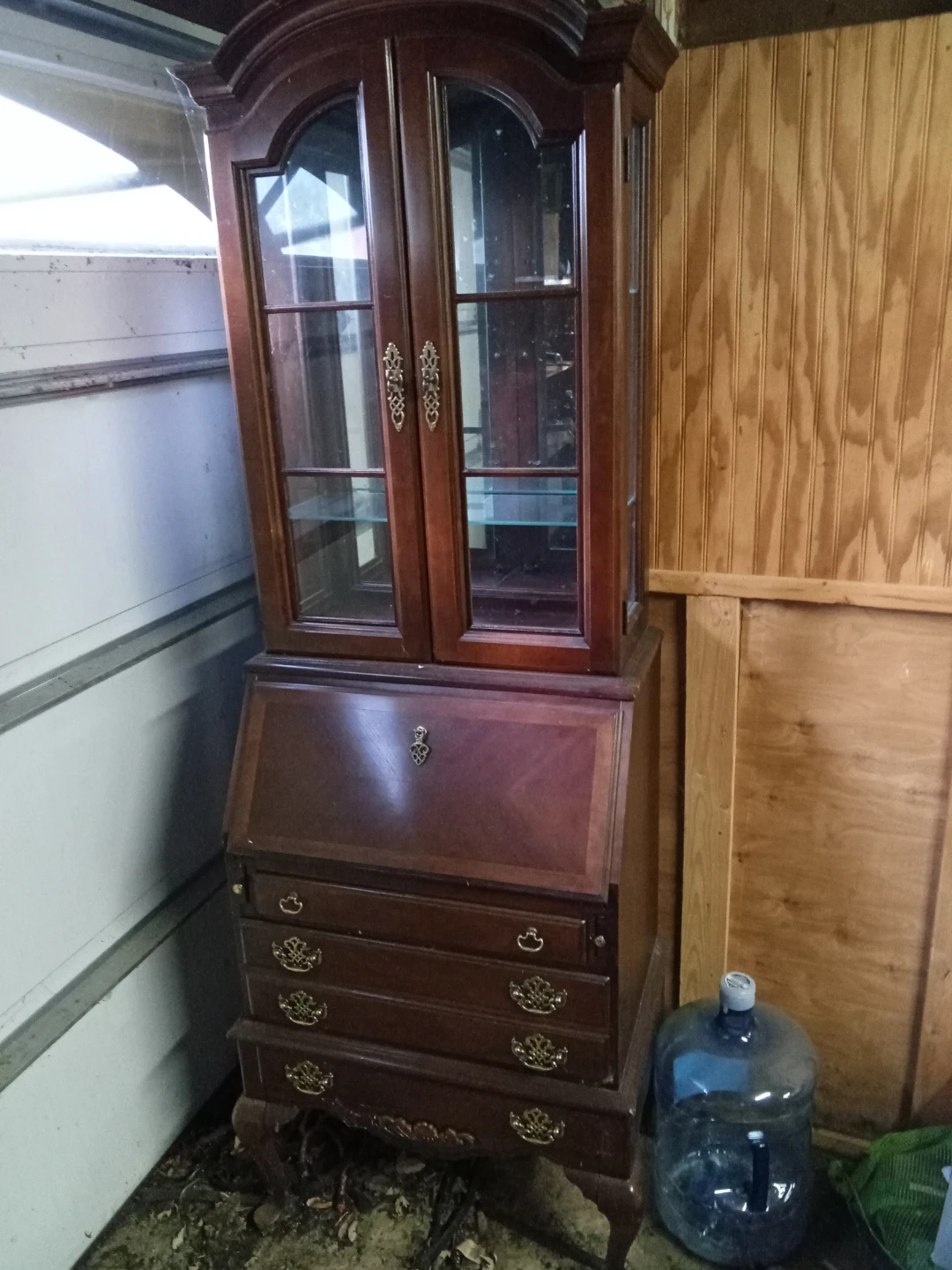 Vintage Wooden Secretary Desk with Hutch