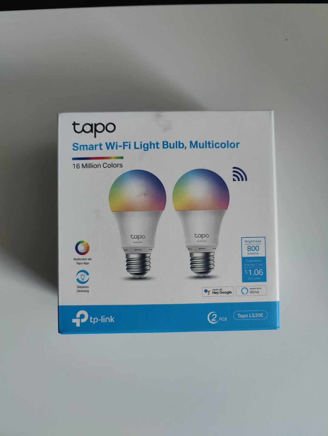 Tapo Smart Wi-Fi Light Bulb, Multicolor (2 Pack)