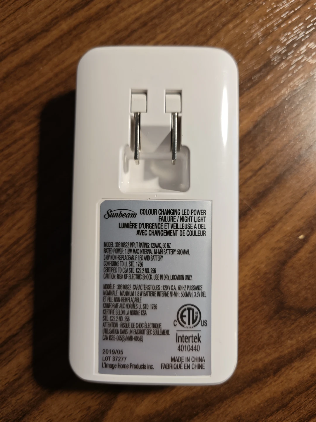 Sunbeam LED Power Failure Night Light - photo 2