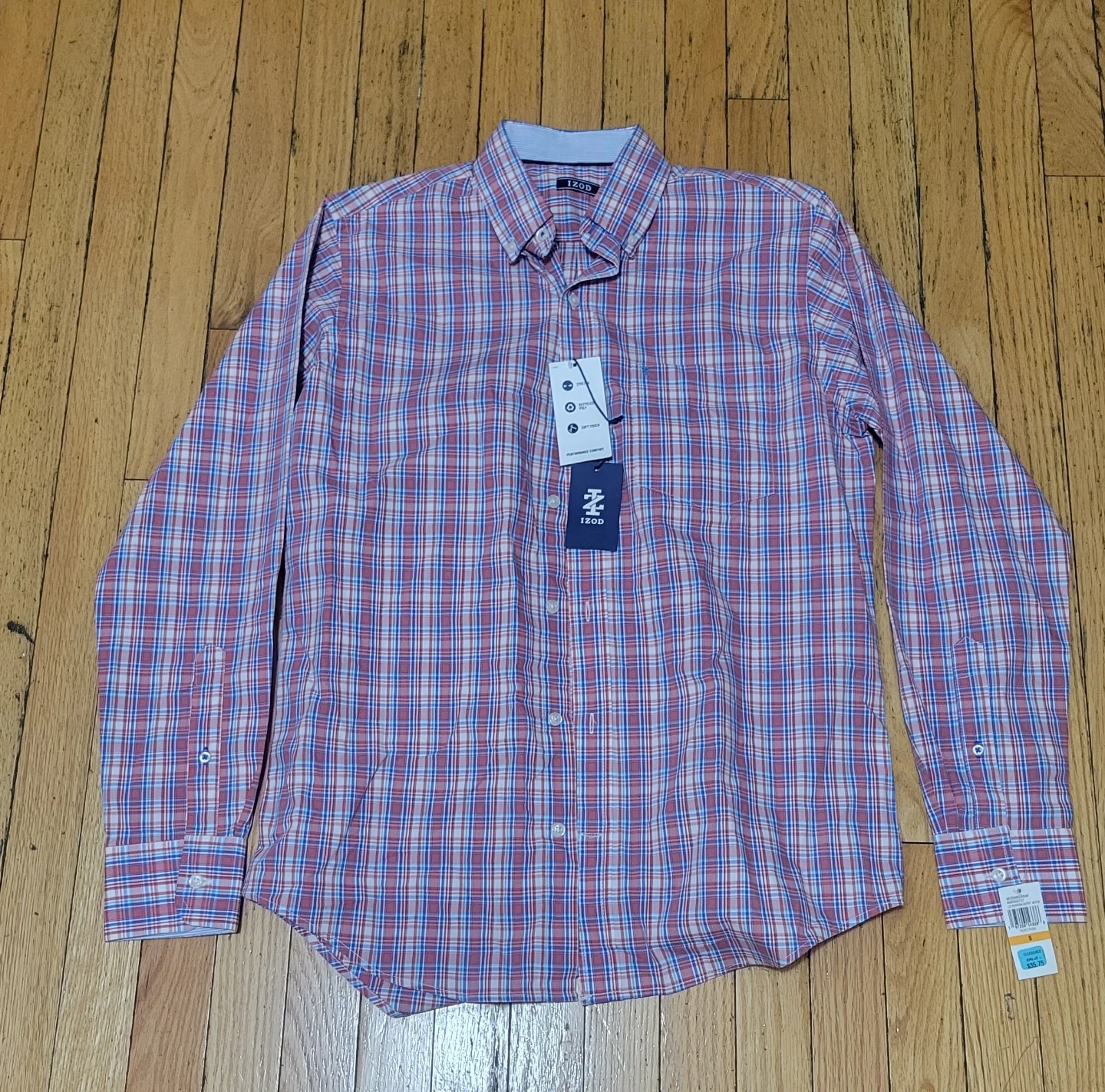 IZOD Men's Long Sleeve Plaid Shirt New