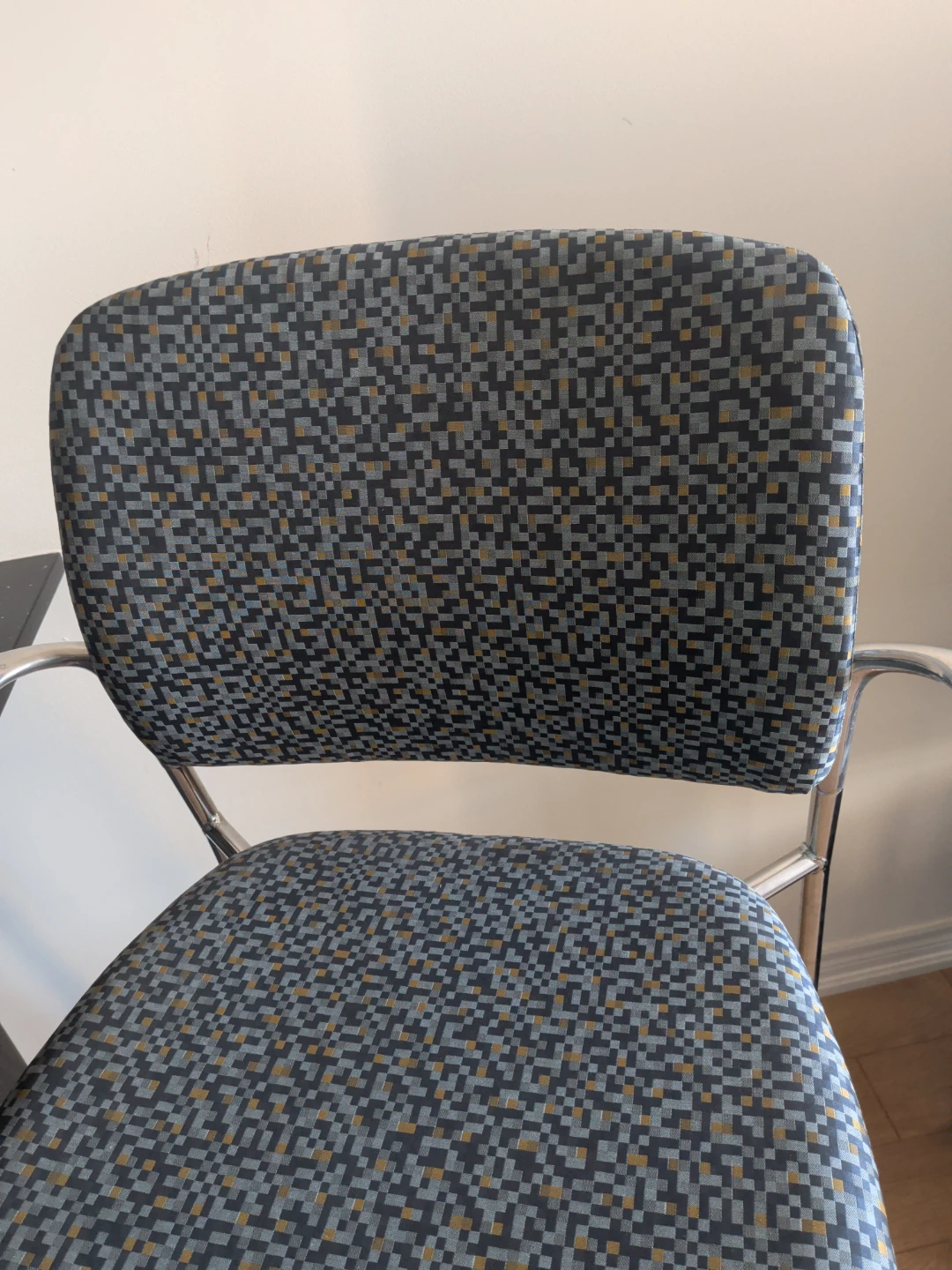 Grey and Yellow Pixel Pattern upholstered/padded Bar Stool - photo 3