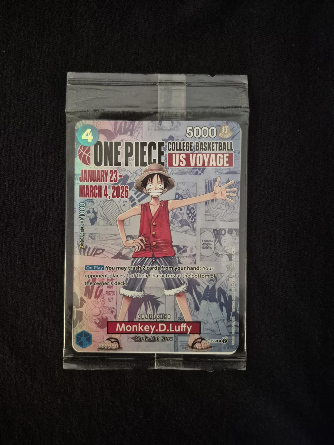 Monkey.D.Luffy (055) (College Basketball)One Piece Promo Card. - photo 2