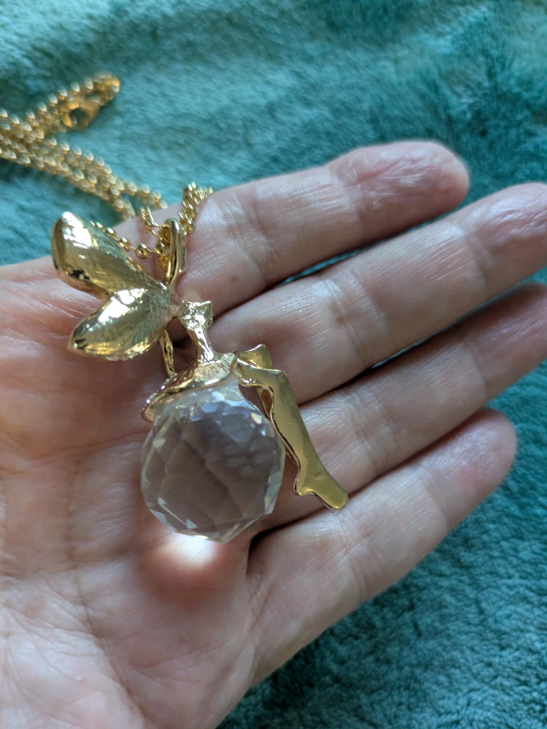 Fairy Pendant Necklace with Crystal Ball
