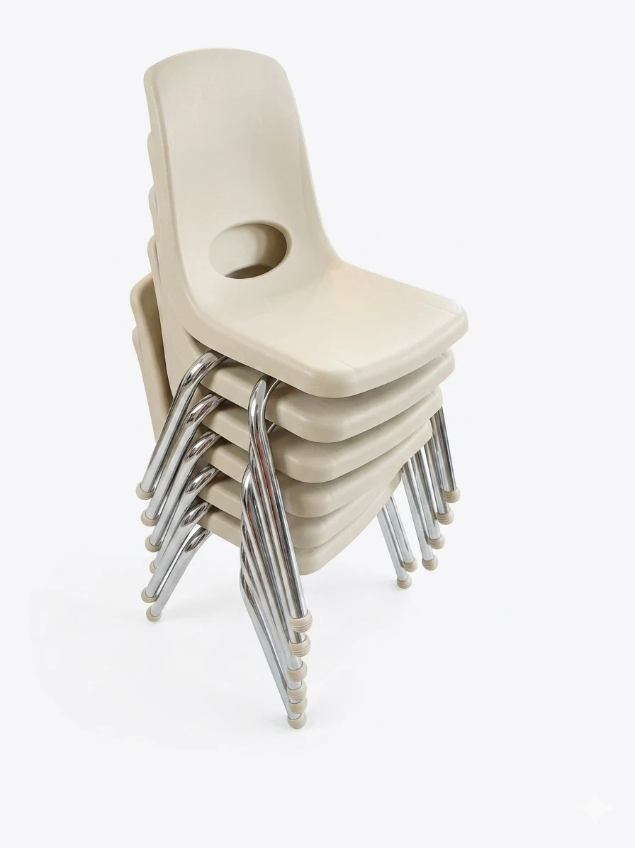 6 ECR4KIDS Beige Plastic Child's Chair with Metal Legs - photo 3
