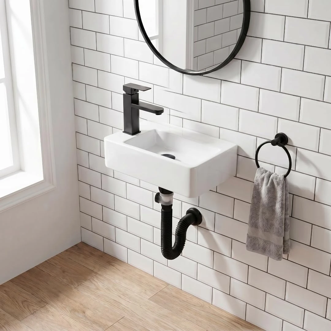 White Ceramic Wall Mount Vessel Sink