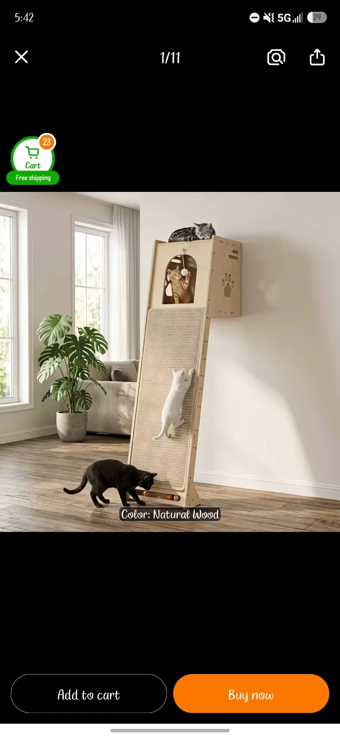 Wooden Cat Condo with Scratching Post