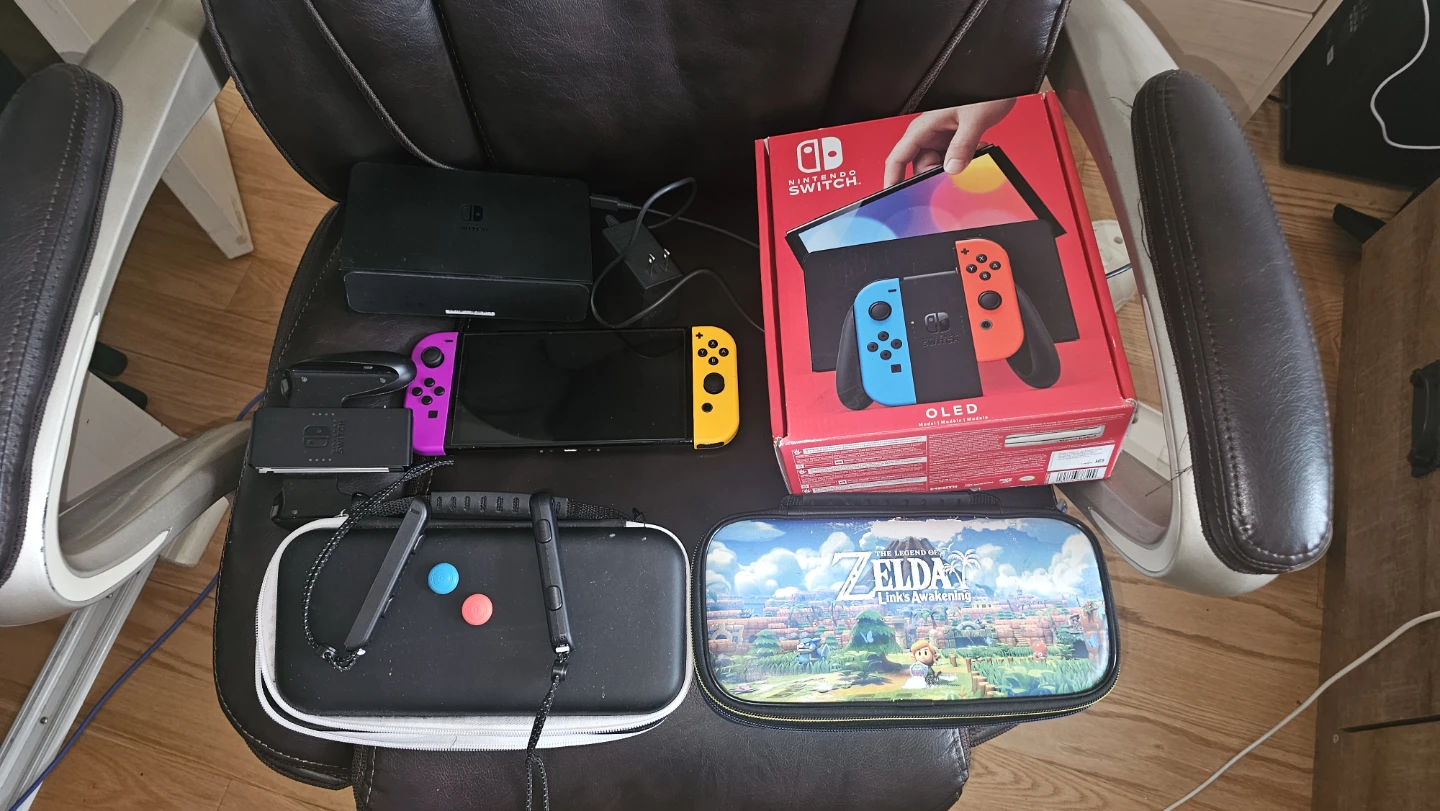Nintendo Switch OLED + Case, Accessories, & Screen Protector