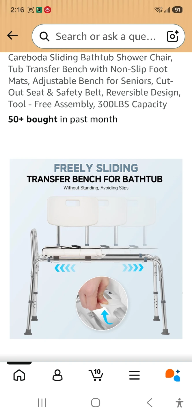 Careboda Sliding Bathtub Shower Chair Transfer Bench - photo 4