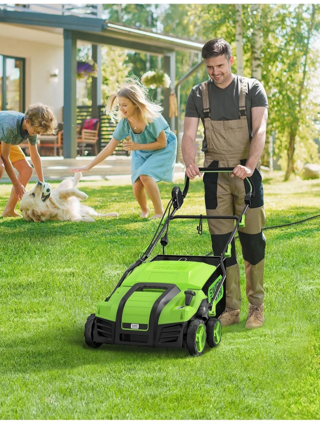 SwipeSmith Electric Dethatcher Scarifier - 16" Raking Width