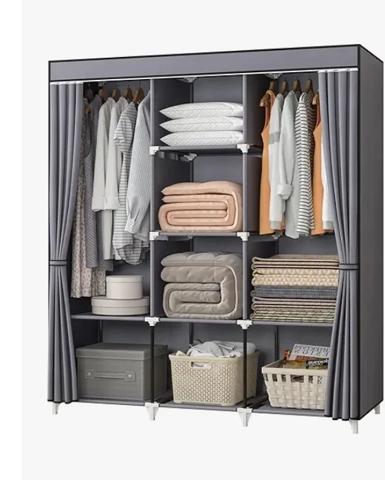 Grey Portable Closet Wardrobe Organizer