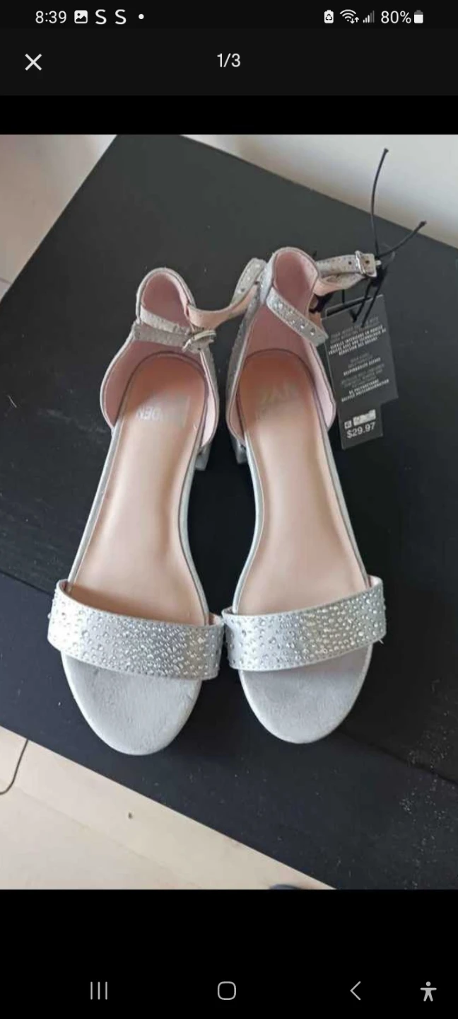 Madden NYC Silver Glitter Block Heel Sandals