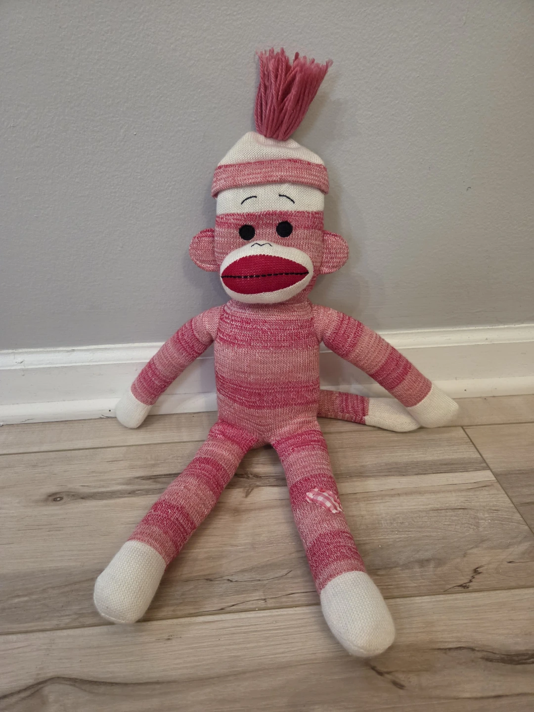 Animal Adventure Pink Striped Sock Monkey Plush 17"