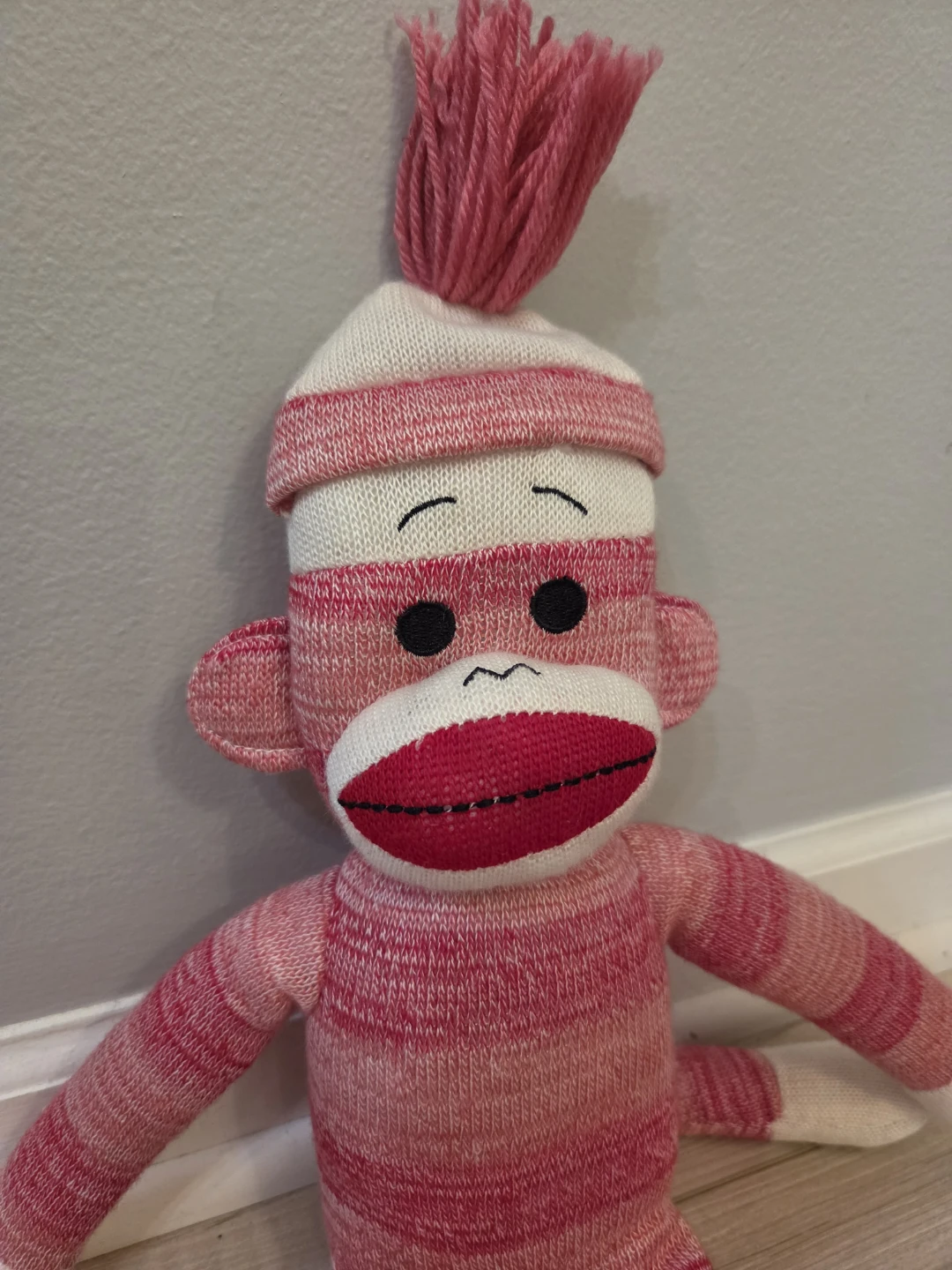 Animal Adventure Pink Striped Sock Monkey Plush 17" - photo 2
