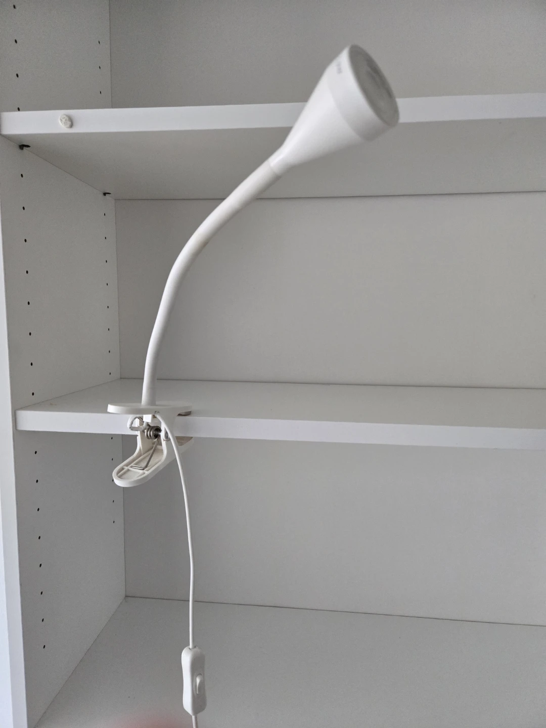White Clip-On Gooseneck Lamp