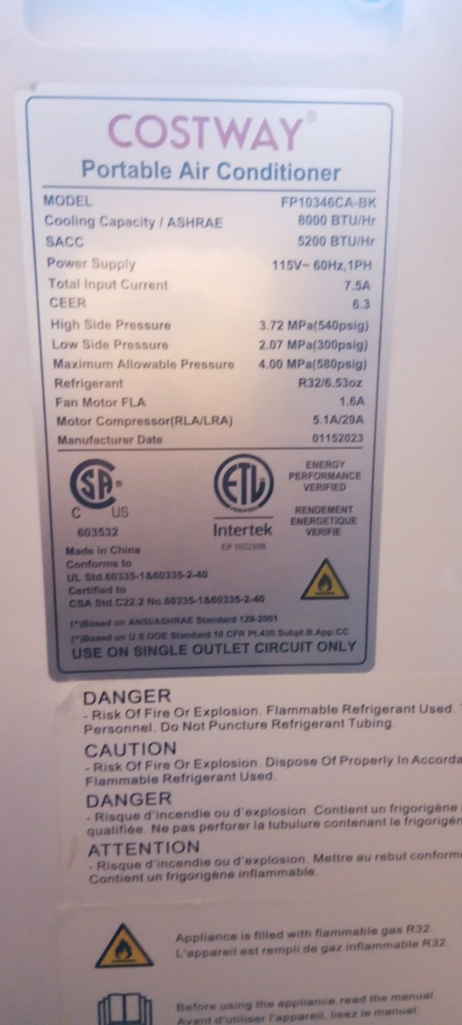 Costway Portable Air Conditioner FP10346CA-BK - photo 4