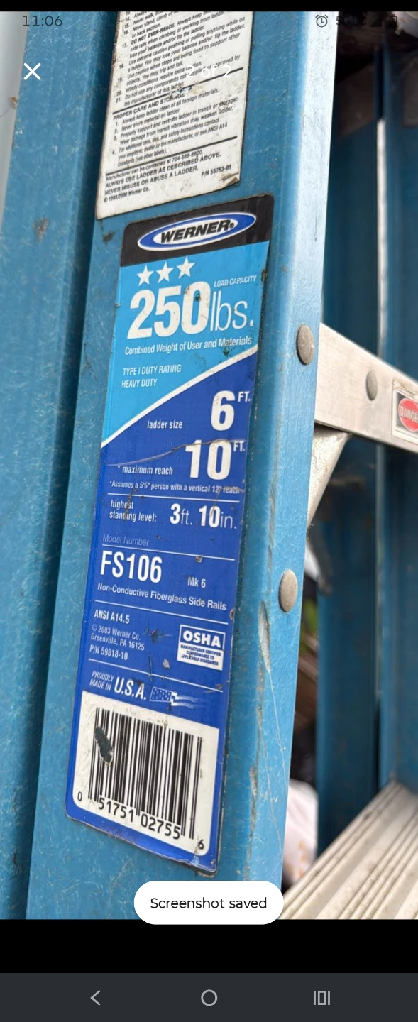 Werner FS106 6ft. Fiberglass Ladder