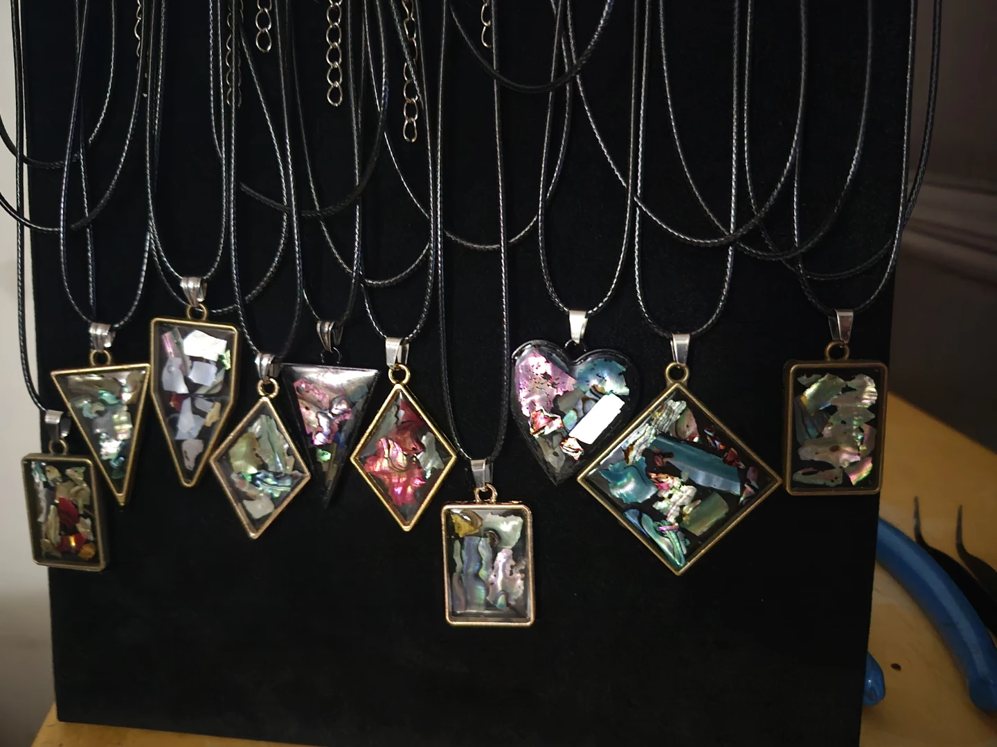 Assorted Necklaces with Iridescent Pendants