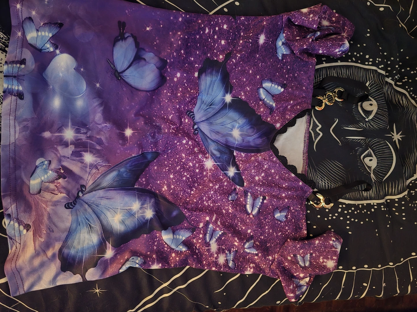 Purple Butterfly Print Crop Top - photo 2