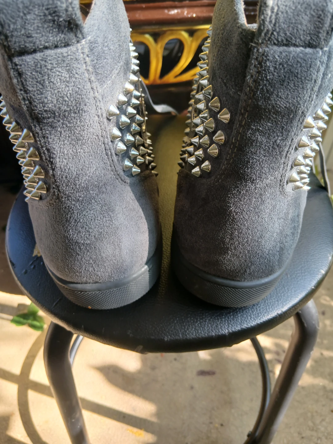 Christian Louboutin Grey Suede Spiked High-Top Sneakers - photo 4