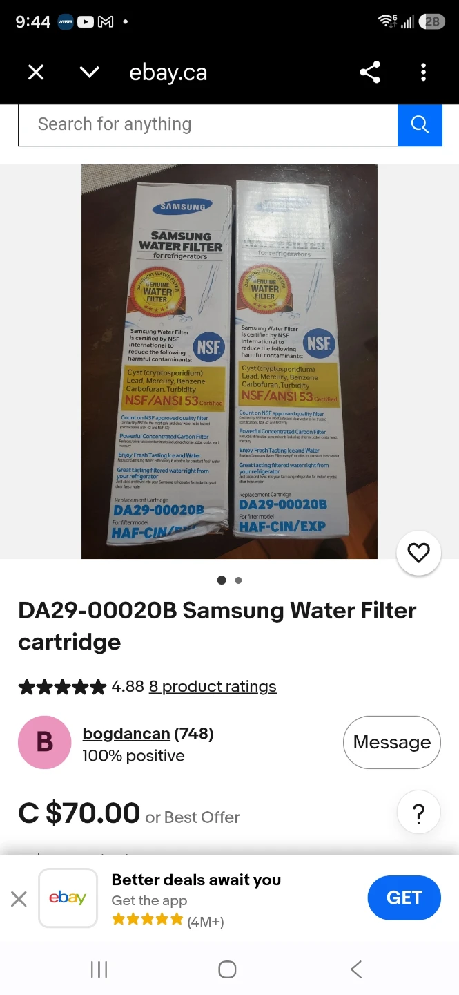 NEW Samsung Water Filter for Refrigerators DA29-00020B - photo 3