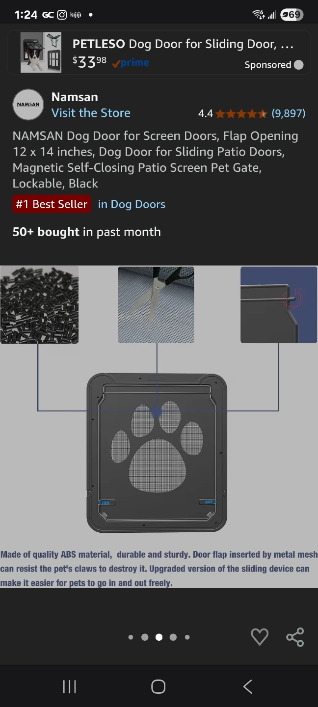 Pet screen door 11"×14" brand new - photo 4