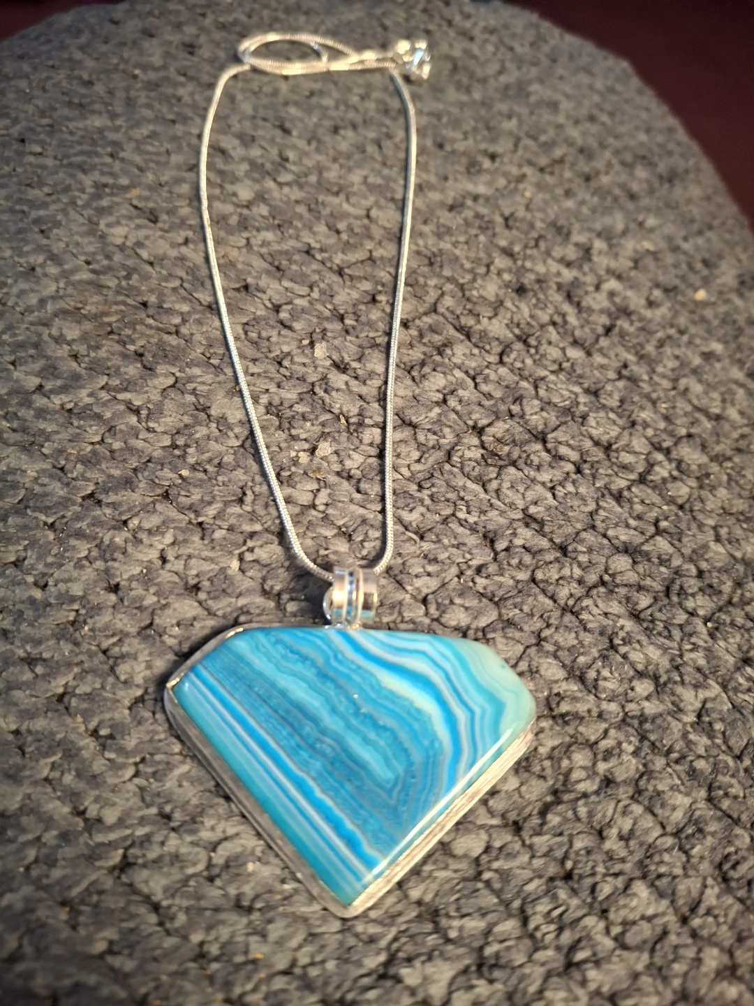 Sterling Silver Blue Agate Necklace - photo 3