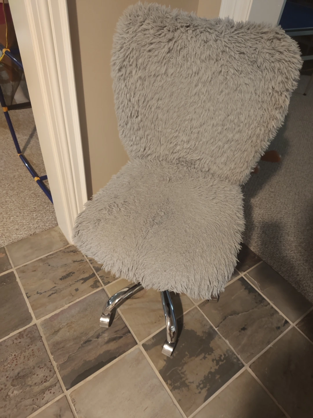 Grey Faux Fur Office Chair - photo 2
