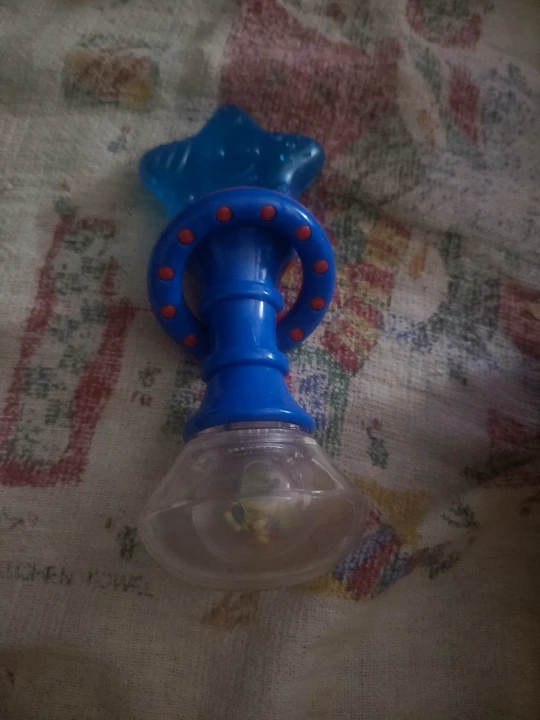 Enpowel baby teether rattle, featuring a blue