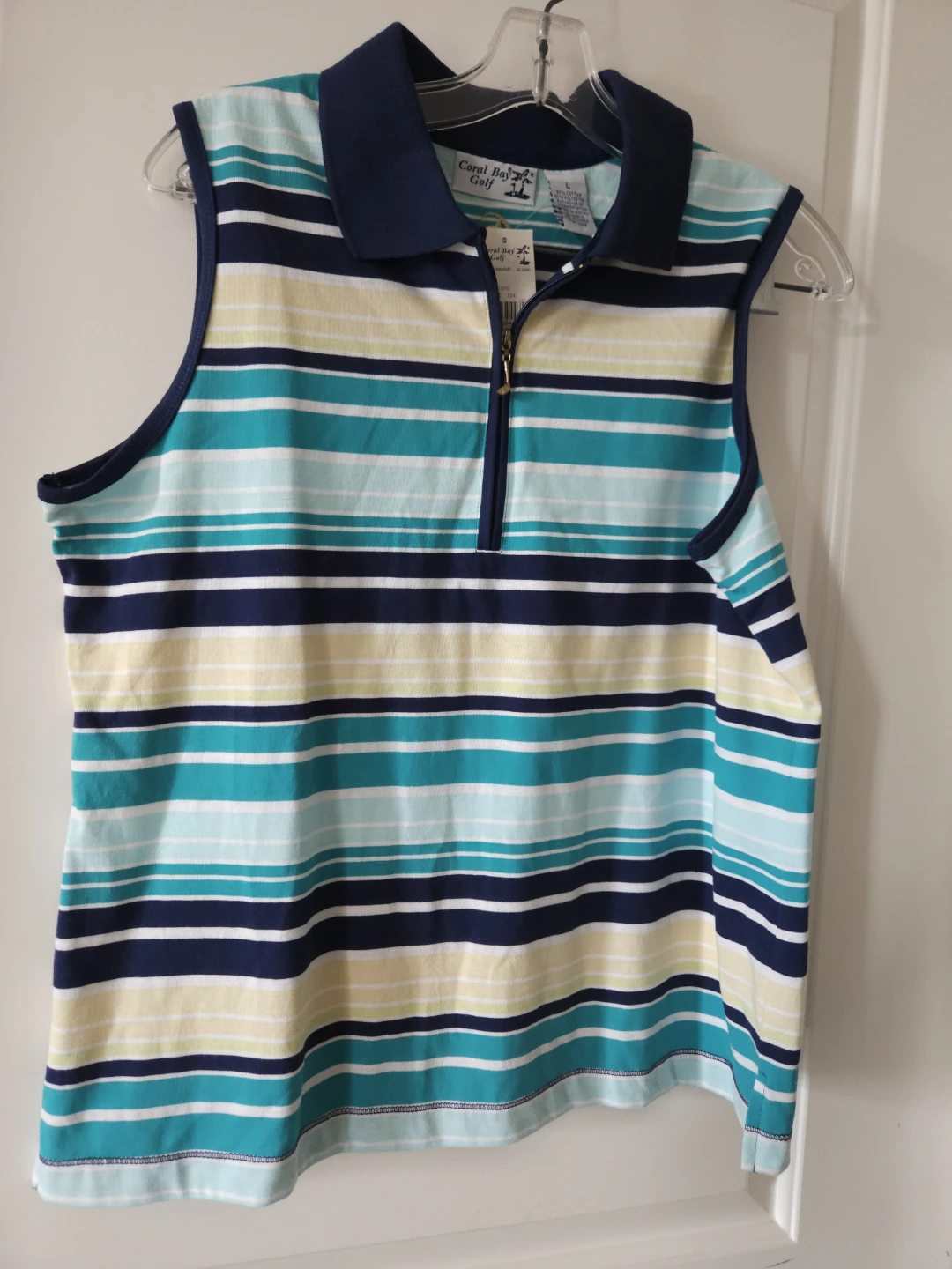 Women's Bay Golf Sleeveless Striped Polo Shirt NWT