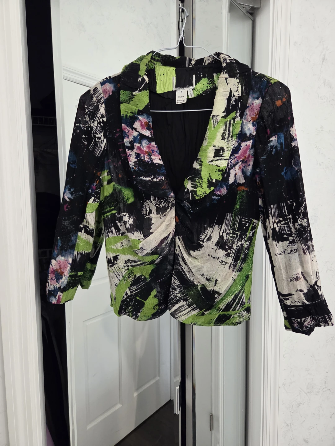 Abstract Print Silk Blazer Size 4