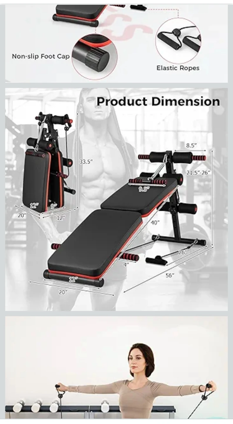 7-in-1 Adjustable Sit Up Bench with Elastic Ropes - photo 5