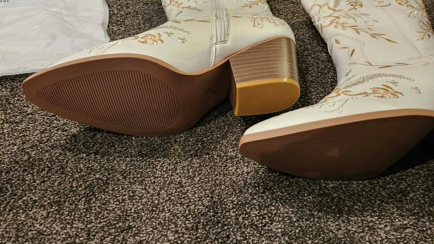 Anjoufemme White Embroidered Cowboy Boots - photo 3