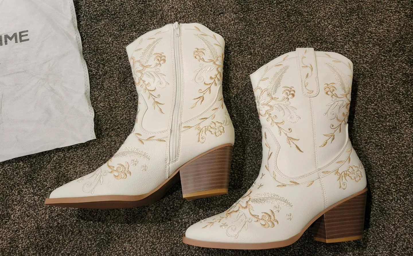Anjoufemme White Embroidered Cowboy Boots - photo 4