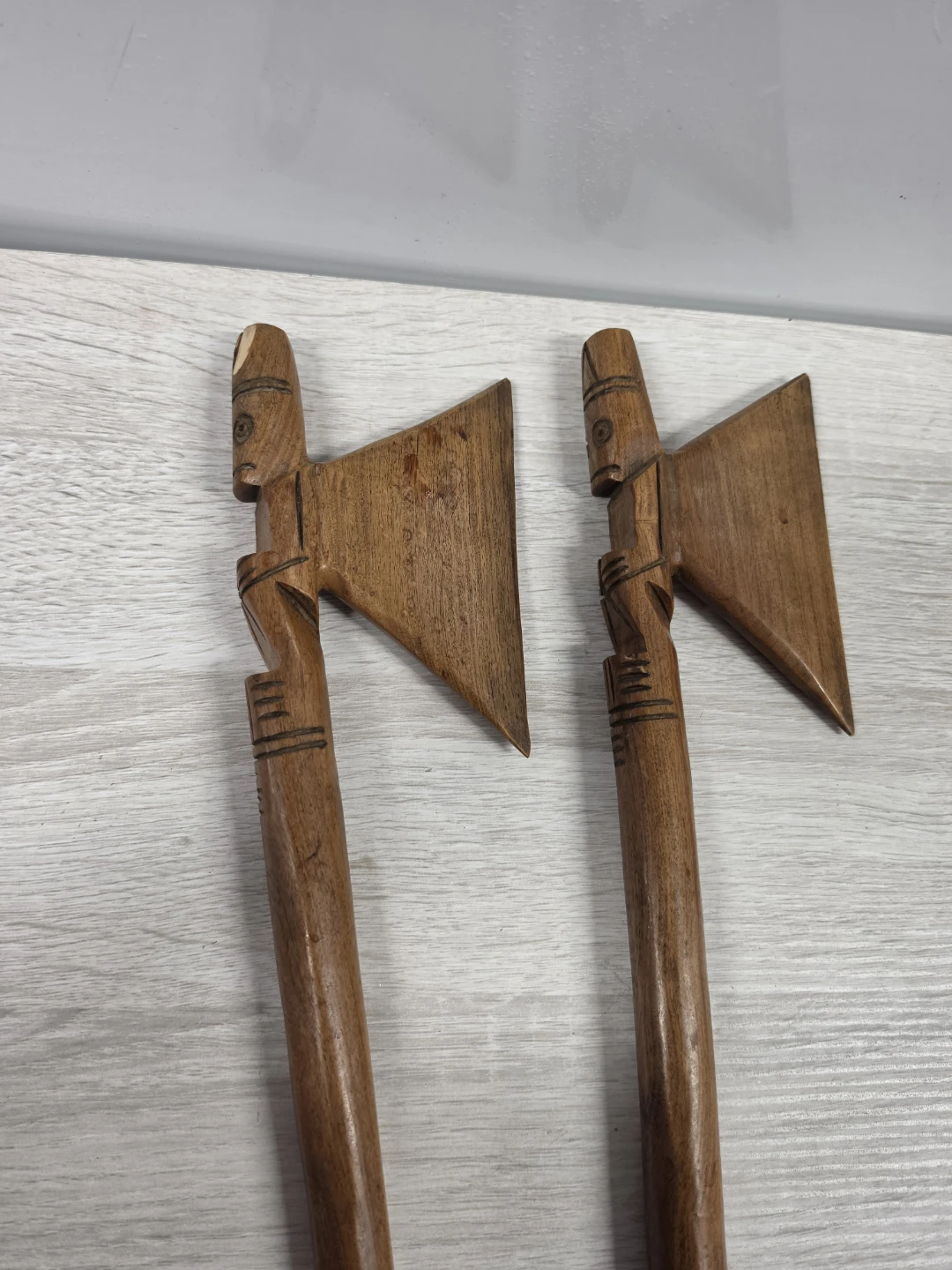 Carved Wooden Axe Figurines - Set of 2