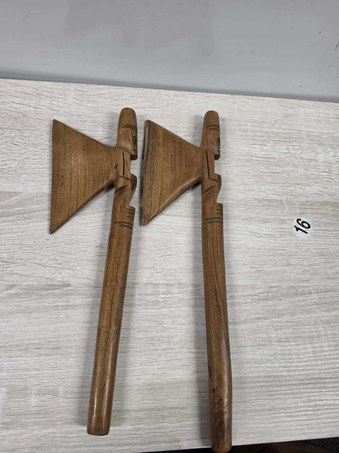 Carved Wooden Axe Figurines - Set of 2 - photo 2