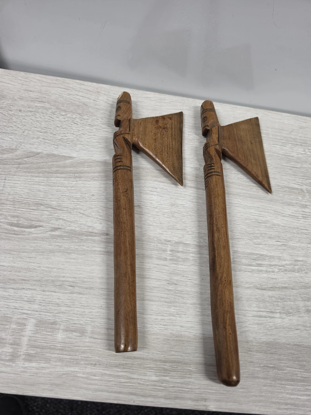 Carved Wooden Axe Figurines - Set of 2 - photo 3