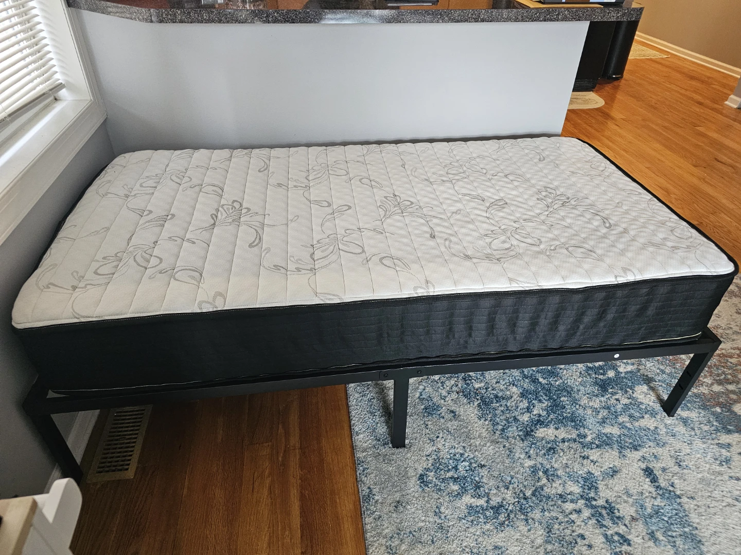 Black Metal Bed Frame with Twin Mattress