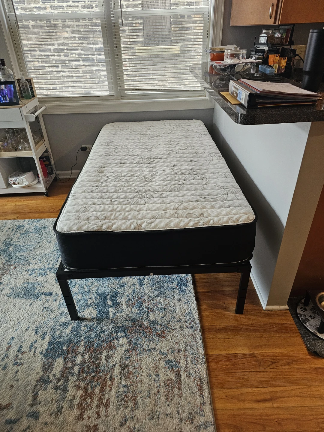 Black Metal Bed Frame with Twin Mattress - photo 3