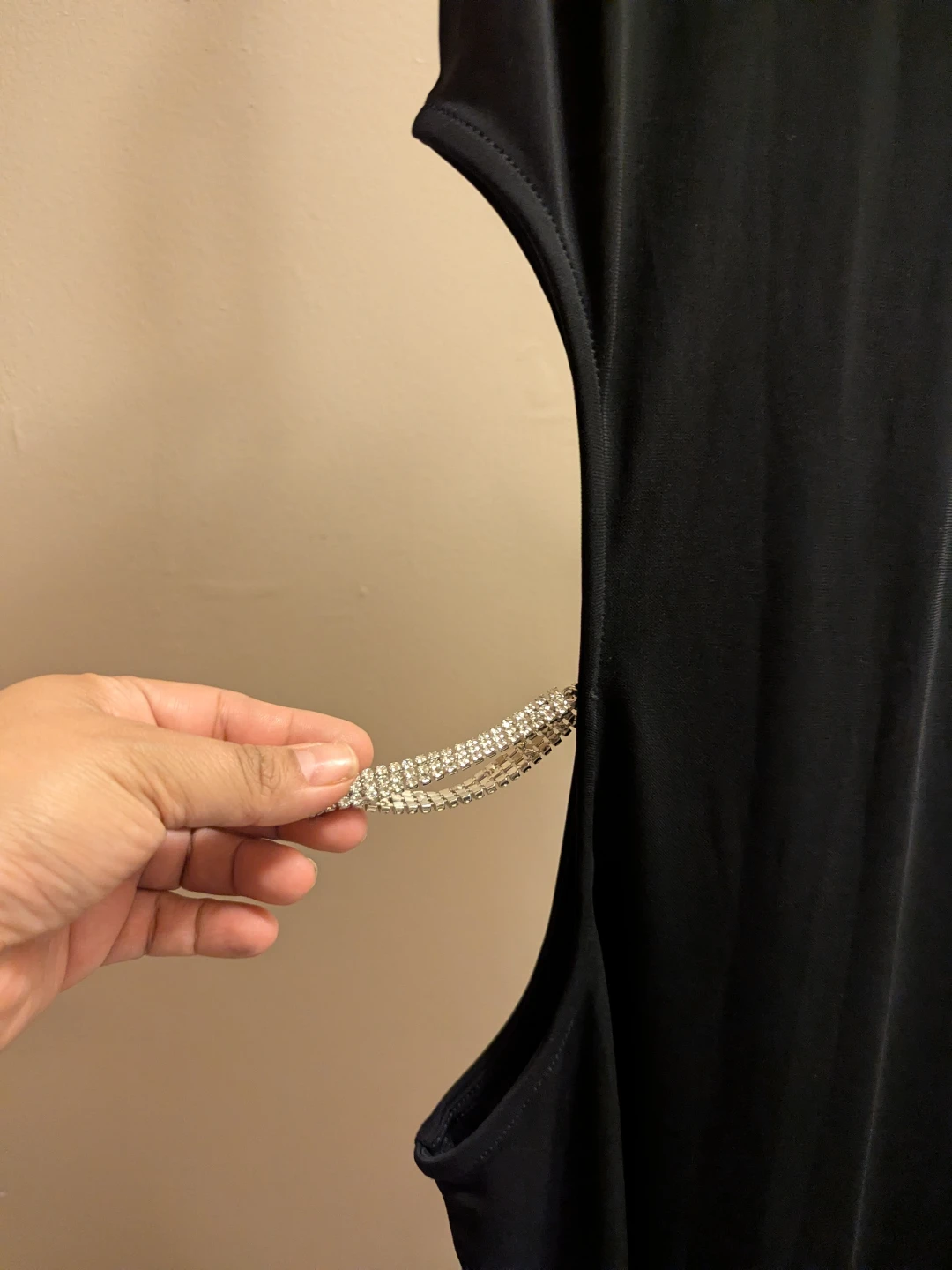 ZARA Black Cut-Out Maxi Dress with Rhinestone Detail - Size L - photo 5